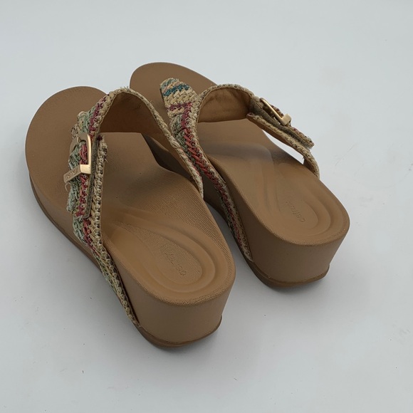 Aetrex Multicolor woven Wedge Sandals Womans size 40 natural fiber - Picture 4 of 8